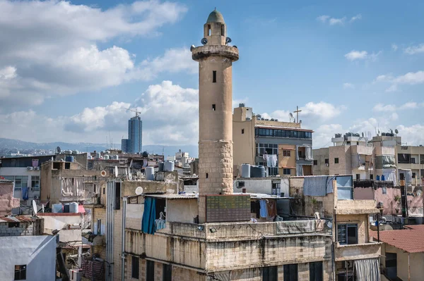 Minarete Mezquita Sin Fil Suburbios Beirut Capital Del Líbano — Foto de Stock