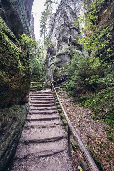 Sentiero Turistico Adrspach Teplice Rocce Parco Paesaggistico Broumov Highlands Regione — Foto Stock