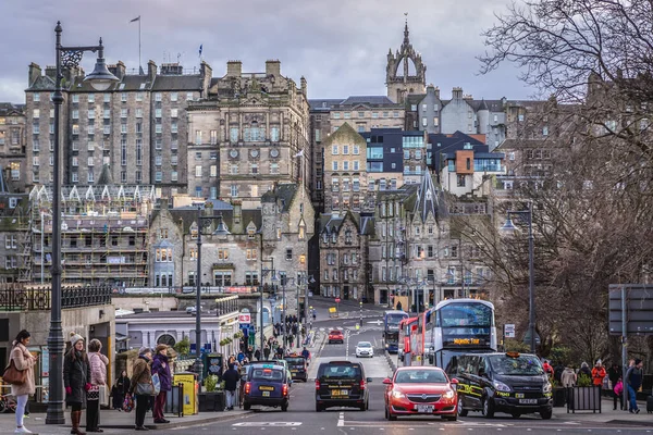 Edimburgo Escócia Janeiro 2020 Waverley Bridge Cidade Edimburgo Vista Com — Fotografia de Stock