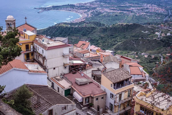 Vista Aérea Ciudad Castelmola Isla Sicilia Italia —  Fotos de Stock