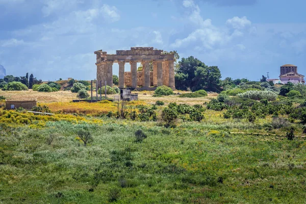 Pohled Chrám Hera Oblasti Starobylého Města Selinunte Ostrově Sicílie Itálii — Stock fotografie