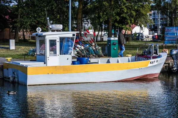 Katy Rybackie Polen September 2020 Fiskebåt Hamn Byn Katy Rybackie — Stockfoto