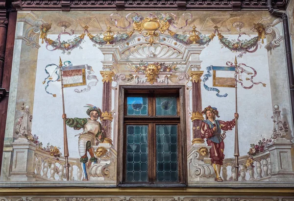 Sinaia Romania Luglio 2016 Pareti Decorate Del Castello Peles Sui — Foto Stock