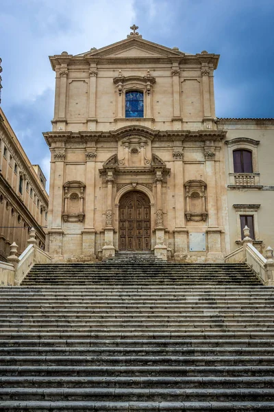 Facciata Della Chiesa San Francesco Assisi Nel Centro Storico Noto — Foto Stock