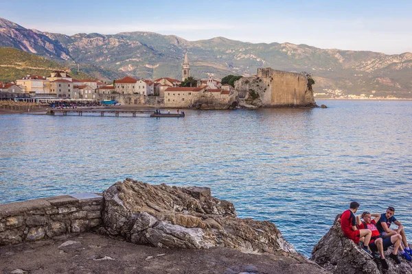 Budva Montenegro Maio 2017 Vista Aérea Cidade Velha Budva Costa — Fotografia de Stock