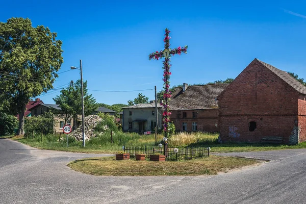 Wicimice Polonya Haziran 2019 Wayside Katolik Haçı Wicimice Köyü Batı — Stok fotoğraf