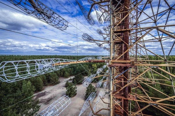 Viejo Radar Soviético Oxidado Duga Una Base Militar Abandonada Zona — Foto de Stock
