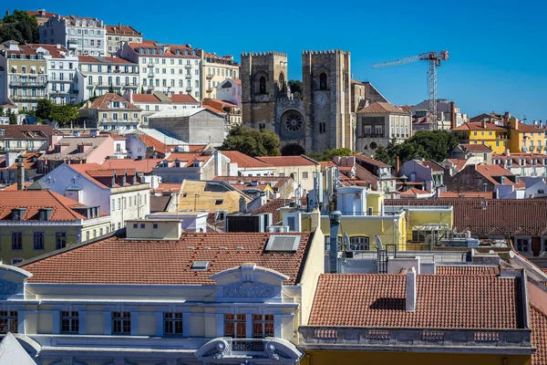 Собор Вид Тріумфальної Арки Rua Agusta Місті Лісабон Португал — стокове фото