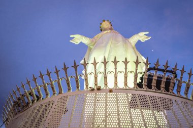 Harissa, Lebanon - March 5, 2020: Statue in Shrine of Our Lady of Lebanon located in Harissa town