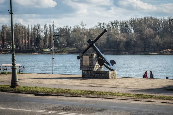 Torun Polonya Şubat 2019 Torun Kentindeki Vistula Nehri Üzerindeki Anchor — Stok fotoğraf