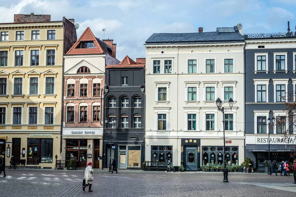 Torun Polonia Febrero 2019 Casas Adosadas Alrededor Plaza Principal Parte — Foto de Stock