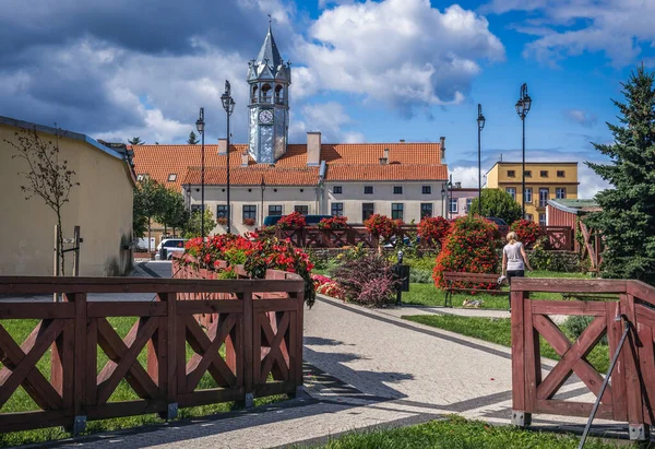 Barczewo Polonia Agosto 2017 Vista Con Ayuntamiento Barczewo Región Warmia —  Fotos de Stock