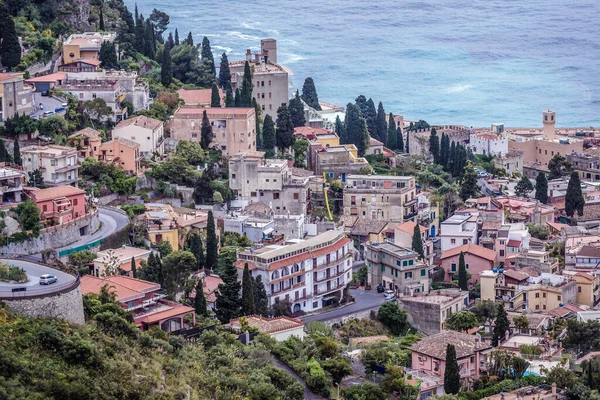 Castelmola Itália Maio 2019 Taormina Cidade Ilha Sicília Vista Aérea — Fotografia de Stock