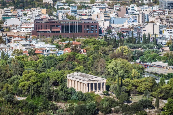 Świątynia Hefajstosa Widok Góry Akropol Atenach Grecja — Zdjęcie stockowe