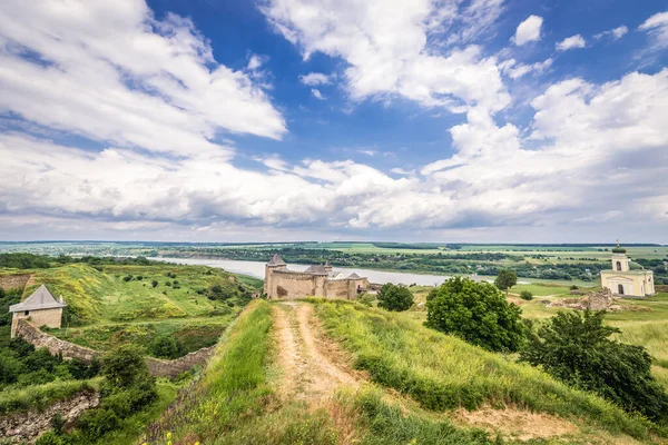 Vista Con Fortaleza Khotyn Complejo Fortificación Ciudad Khotyn Ucrania — Foto de Stock