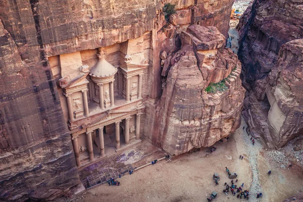 Petra Jordanie Décembre 2018 Vue Sur Khazneh Trésor Des Principaux — Photo