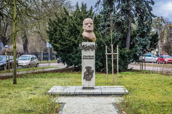 Torun Polônia Fevereiro 2019 Monumento Compositor Stanislaw Moniuszko Cidade Torun — Fotografia de Stock