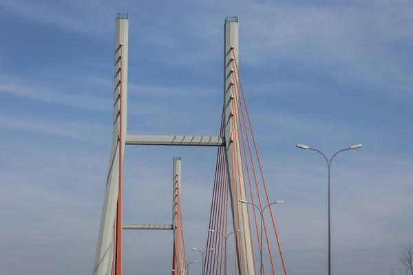 Pilones Siekierkowski Puente Sobre Río Vístula Varsovia Capital Polonia — Foto de Stock