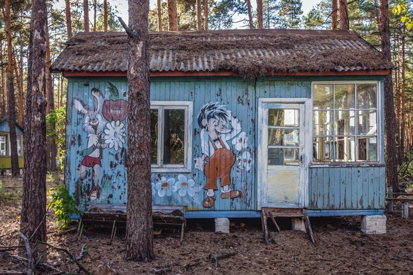 Chernobyl Zone Ukraine September 2016 Painted Cottage Emerald Abandoned Summer — Stock Photo, Image