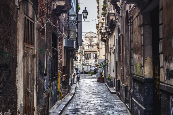 Catania Italien December 2016 Gatan Den Historiska Delen Catania Sicilien — Stockfoto