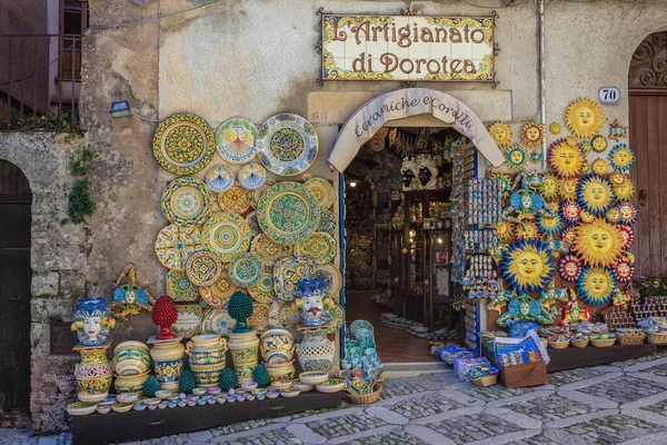 Erice Italia Maggio 2019 Negozi Souvenir Vendita Erice Piccolo Paese — Foto Stock