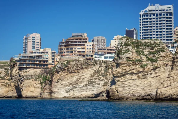 Beirut Líbano Marzo 2020 Vista Con Raouche Arjaan Rotana Hotel —  Fotos de Stock