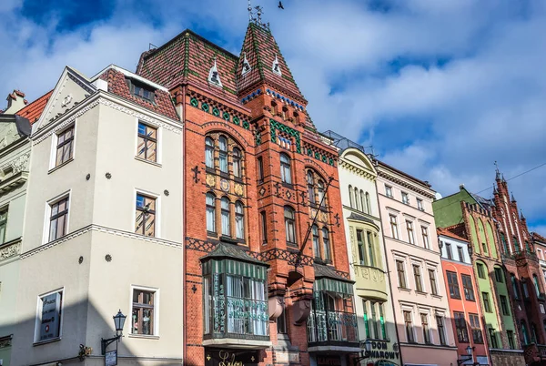 Torun Polônia Fevereiro 2019 Edifícios Rua Szeroka Parte Histórica Cidade — Fotografia de Stock