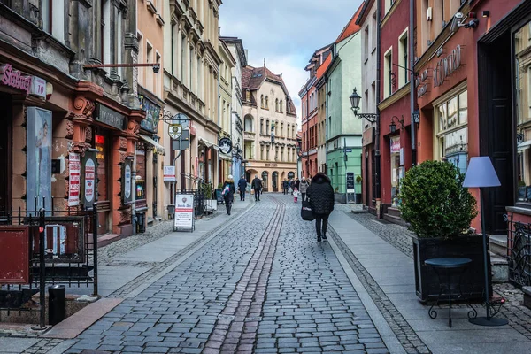 Torun Polonia Febrero 2019 Vista Sobre Calle Szewska Parte Histórica — Foto de Stock