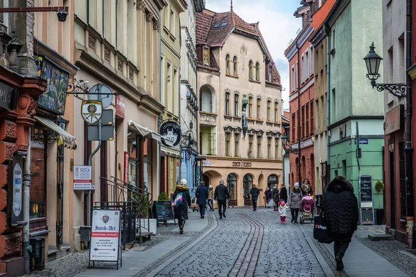 Toruń Polska Lutego 2019 Widok Ulicę Szewską Zabytkowej Części Torunia — Zdjęcie stockowe