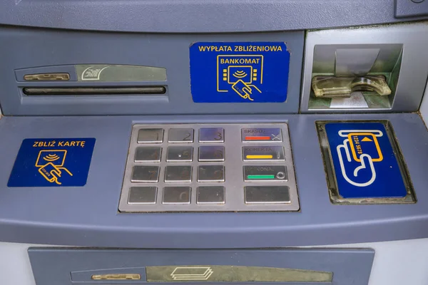 Warschau Polen Juli 2021 Close Het Toetsenbord Van Euronet Atm — Stockfoto