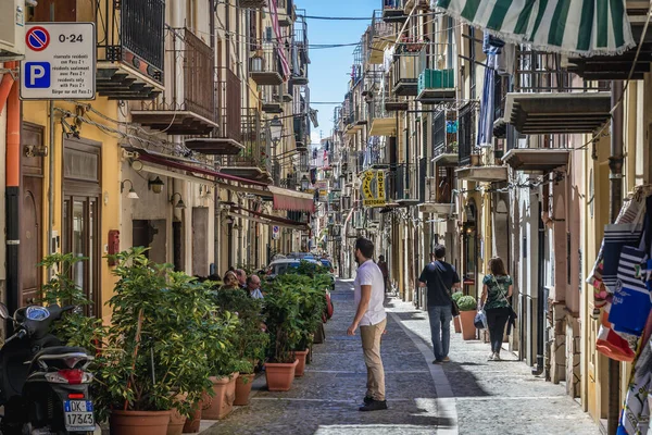Cefalu Itália Maio 2019 Uma Das Principais Ruas Parte Histórica — Fotografia de Stock