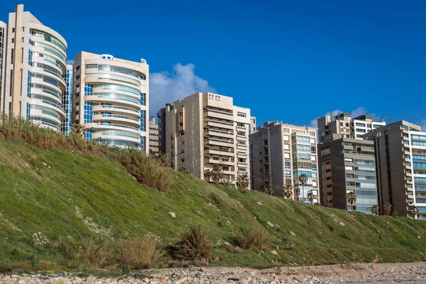 Beiroet Libanon Maart 2020 Residentiële Gebouwen Aan Het Strand Van — Stockfoto