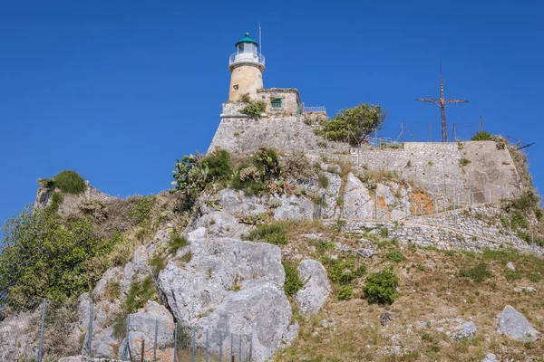 Old Venetian Fortress Corfu Capital Corfu Island Greece View Lighthouse — Stock Photo, Image