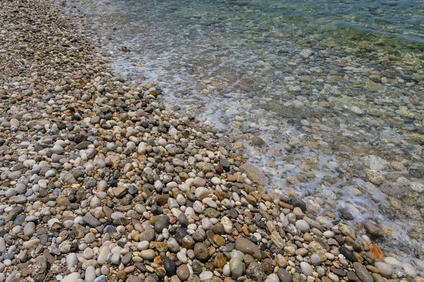 Pebbles Wave Ionian Coast Agios Gordios Resort Village Corfu Island — Fotografia de Stock