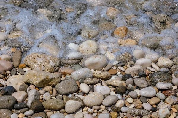 Kamyki Wybrzeżu Jońskim Miejscowości Agios Gordios Resort Wyspie Korfu Grecja — Zdjęcie stockowe