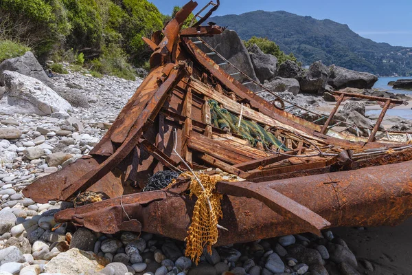 Naufrage Agios Gordios Village Villégiature Sur Côte Ouest Île Corfou — Photo