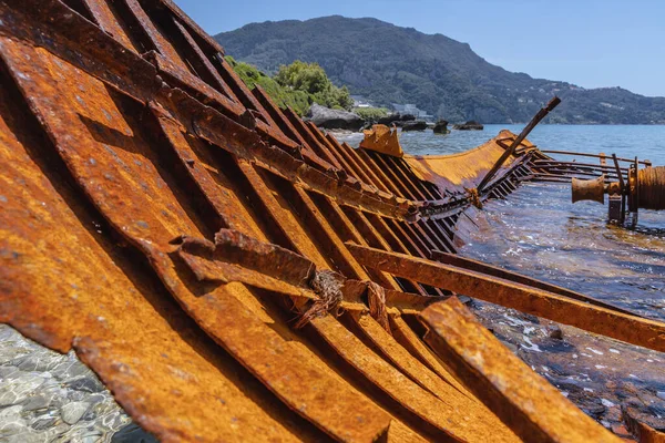 Rusty Naufrágio Agios Gordios Vila Resort Férias Costa Oeste Ilha — Fotografia de Stock