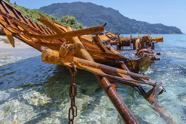 Rusty Naufrágio Agios Gordios Vila Resort Férias Costa Oeste Ilha — Fotografia de Stock