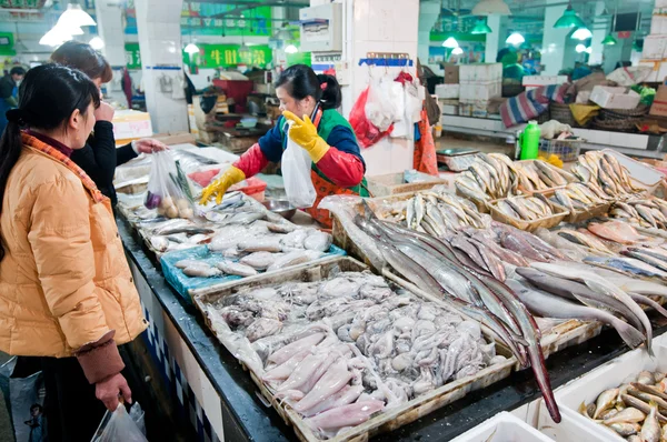 Élelmiszer piac Sanghajban — Stock Fotó
