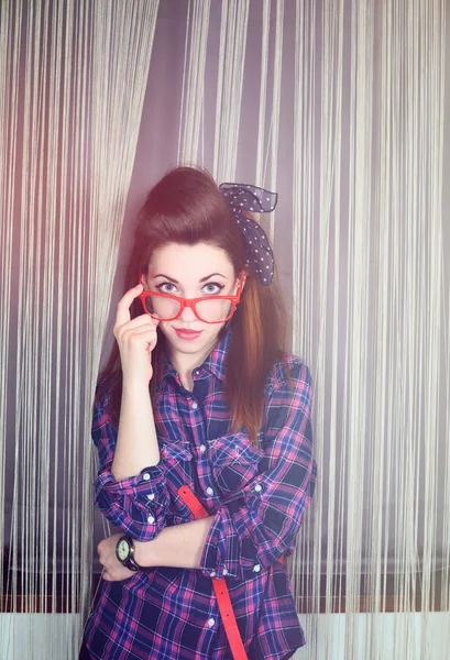 Young beautiful woman in retro style pin-up — Stock Photo, Image