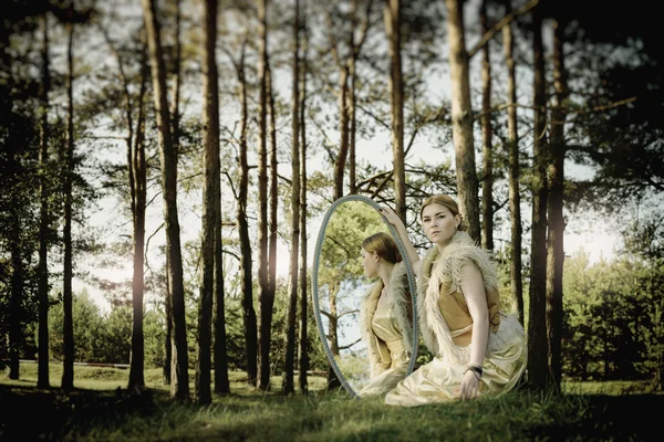 Concept wonderful fairy tale with beautiful girl in country of m — Stock Photo, Image