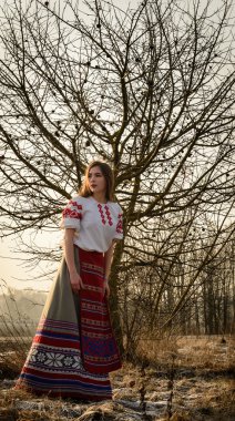 takım elbiseyle Slav Belarus Ulusal orijinal açık havada genç kadın