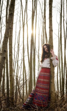 takım elbiseyle Slav Belarus Ulusal orijinal açık havada genç kadın