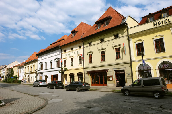 Levoca, PRESOV, SLOVAKIA - MAY 01, 2014: Street with old historical buildings in Levoca town, Slovakia.