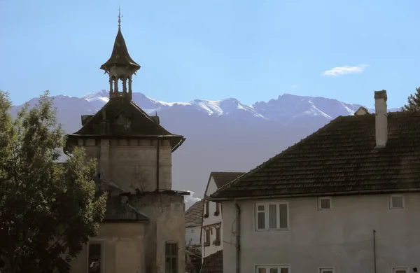 Schöne Aussicht Vom Alten Turm Und Den Gipfeln Der Karpaten — Stockfoto