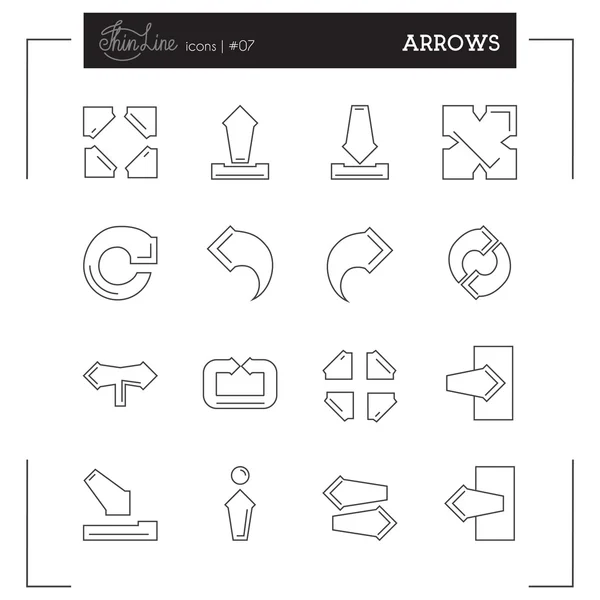 Arrows thin line icons set, flat design — Stockový vektor