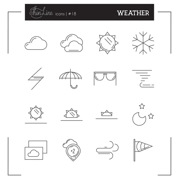 Weather, Temperature and more thin line icons set — Stock Vector