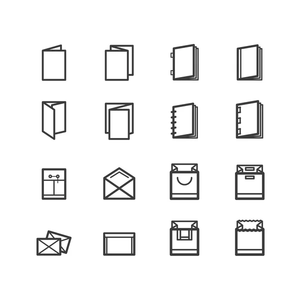 Iconos de impresión. Iconos de papel. Iconos de productos de impresión . — Vector de stock