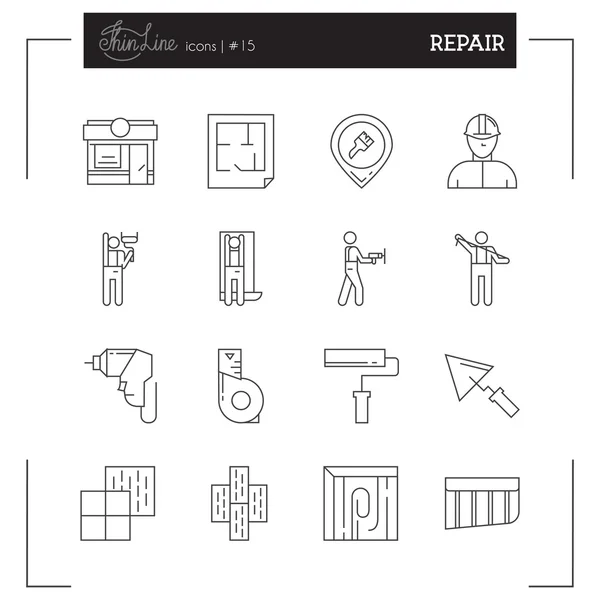 Repair, Tools, Materials and more thin line icons set — Stock Illustration Repair, Tools, Materials and more thin line icons set Stock Vector