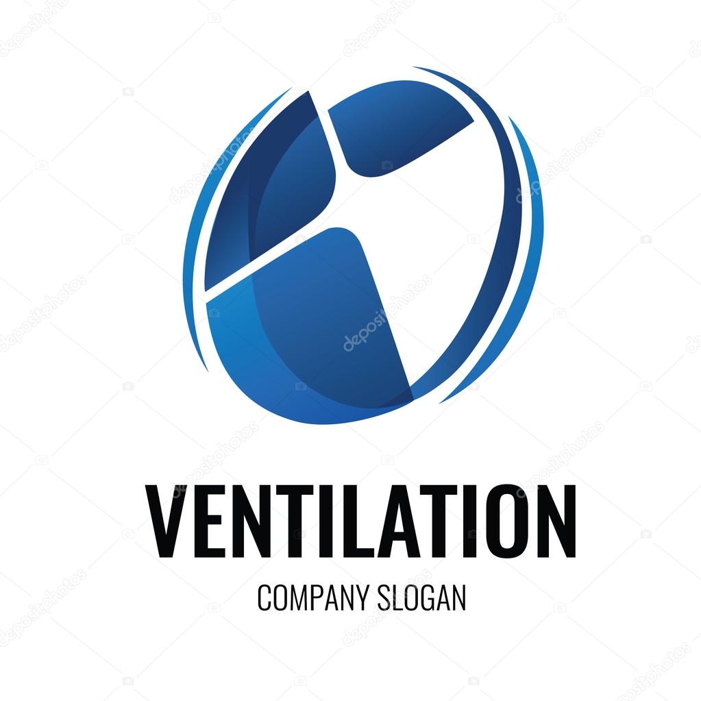Ventilation Wind turbine logo design template. Air conditioning vector symbol concept. Cooler icon.